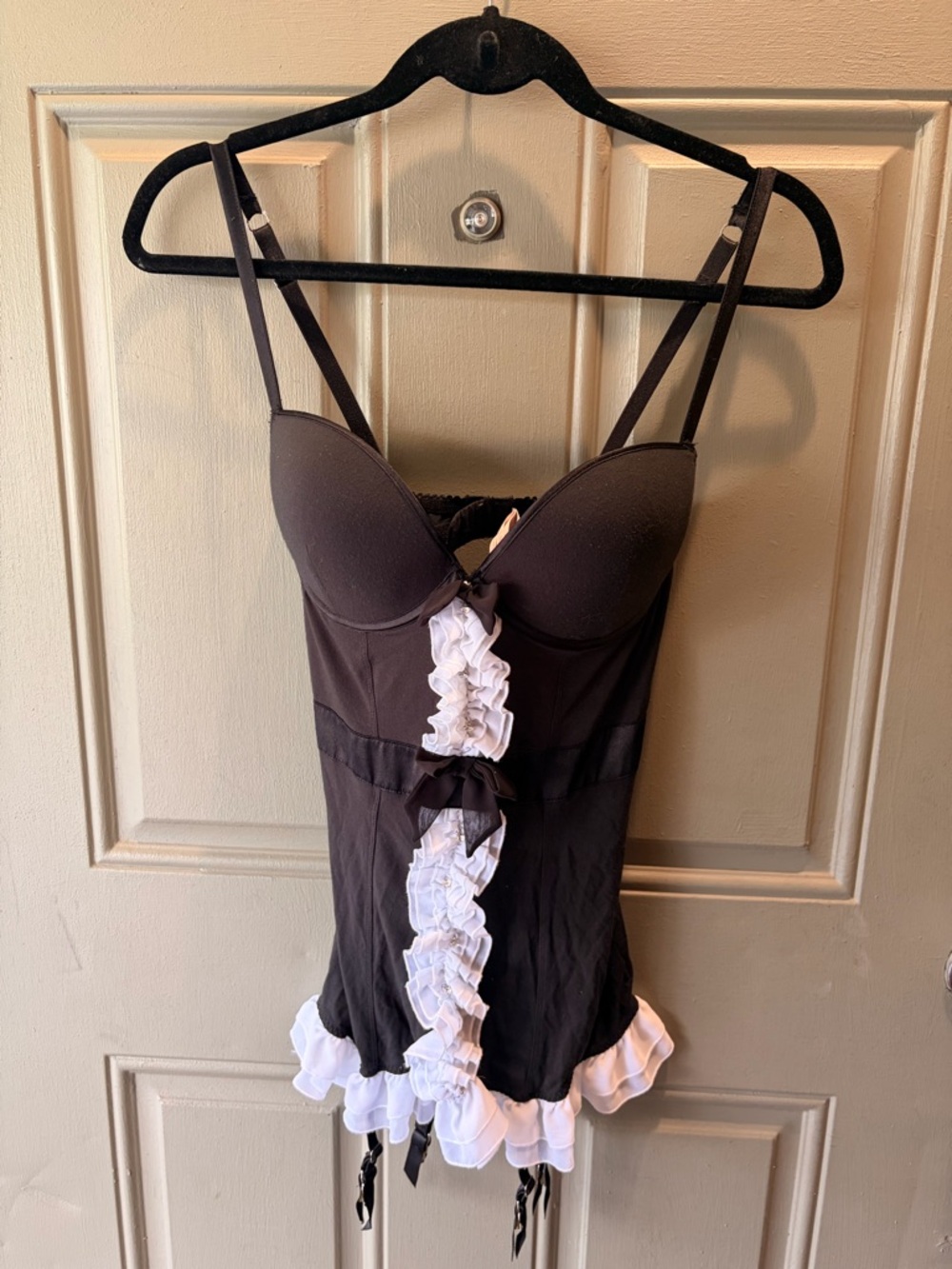 Victoria's Secret Black and White Ruffle Bustier